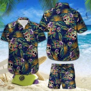 Floral Calavera Skull Flowers Summer Vibe Tropical Hawaiian Shirts