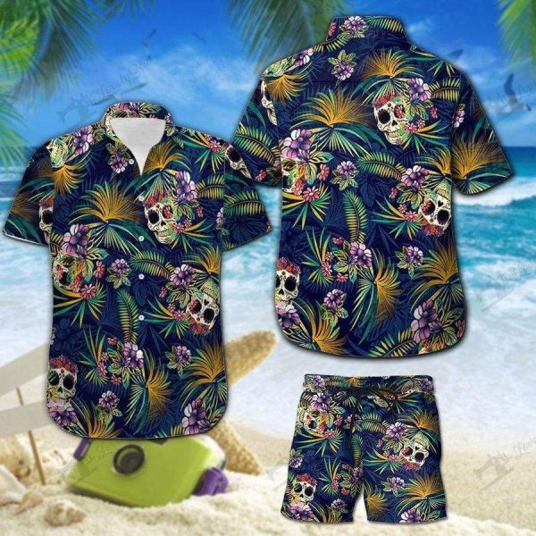 Floral Calavera Skull Flowers Summer Vibe Tropical Hawaiian Shirts