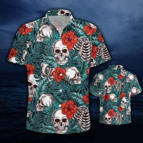 Floral Skull Summer Vibe Rose Tropical Hawaiian Aloha Shirts Gifts With Skulls