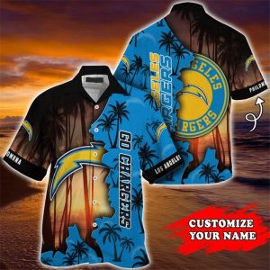 Los Angeles Chargers Hawaiian Shirts tropical island personalized