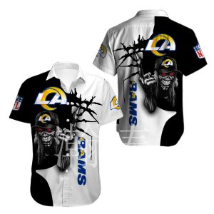 Los Angeles Rams button-up shirt Iron Maiden gift for Halloween