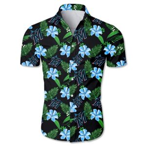 Miami Marlins Hawaiian Shirt Tropical flower gift for fans