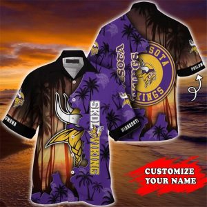 Minnesota Vikings Hawaiian Shirt tropical island personalized