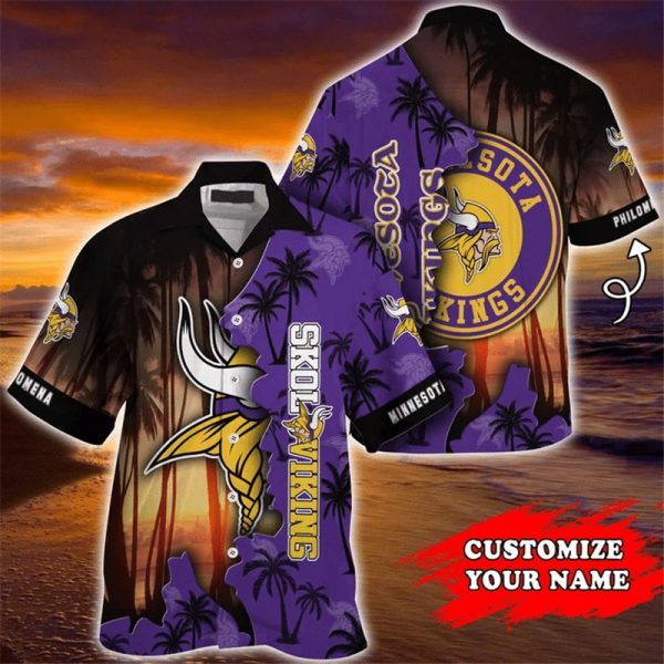 Minnesota Vikings Hawaiian Shirt tropical island personalized