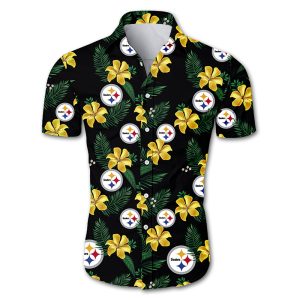 Pittsburgh Steelers Hawaiian Shirt Short Sleeve Tropical Flower summer 2020