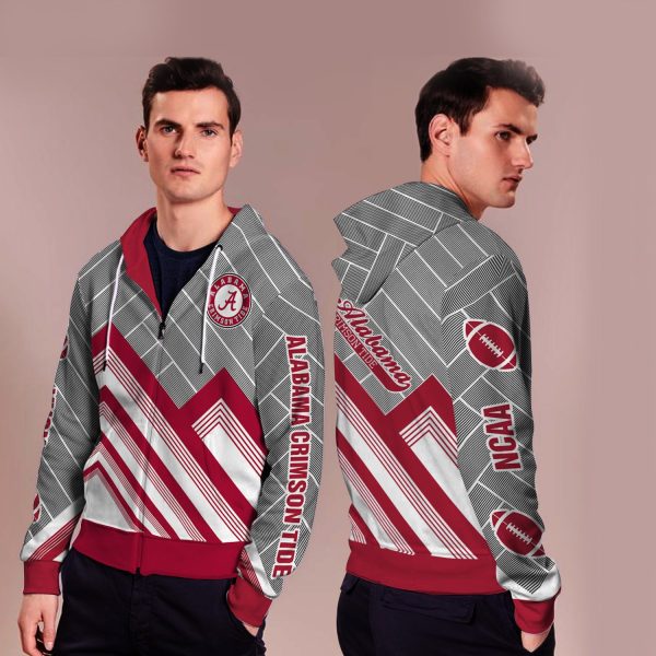 Black Cross Line Alabama Crimson Tide Zip Hoodie