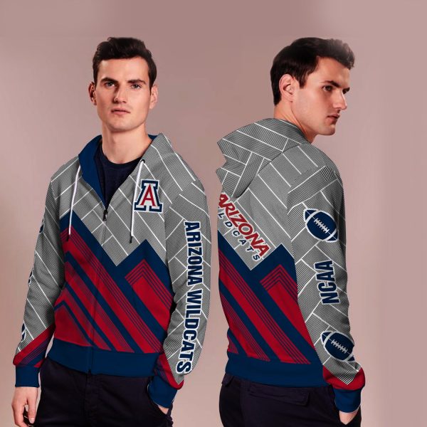 Black Cross Line Arizona Wildcats Zip Hoodie