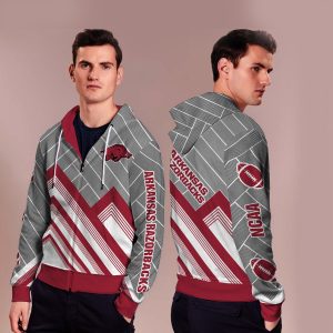 Black Cross Line Arkansas Razorbacks Zip Hoodie