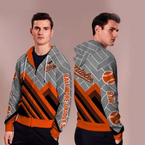 Black Cross Line Baltimore Orioles Zip Hoodie