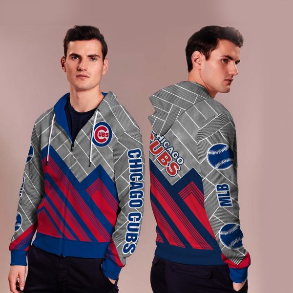 Black Cross Line Chicago Cubs Zip Hoodie
