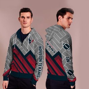 Black Cross Line Houston Texans Zip Hoodie