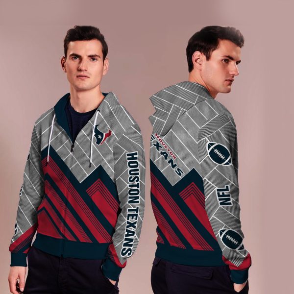 Black Cross Line Houston Texans Zip Hoodie