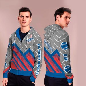 Black Cross Line Los Angeles Dodgers Zip Hoodie