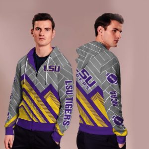Black Cross Line Lsu Tigers Zip Hoodie