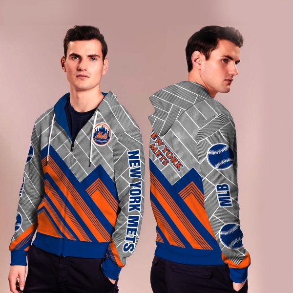 Black Cross Line New York Mets Zip Hoodie