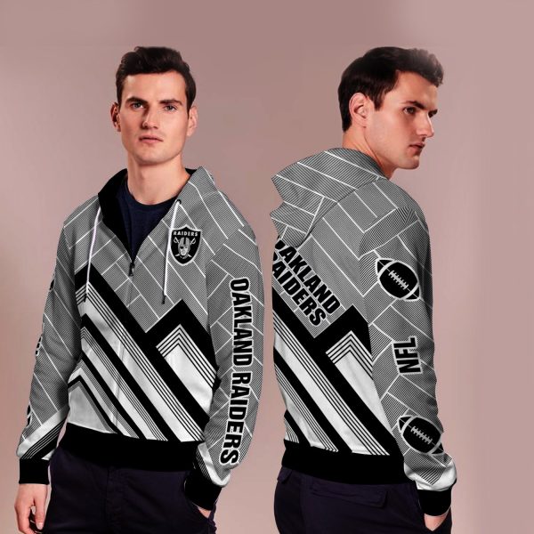 Black Cross Line Oakland Raiders Zip Hoodie