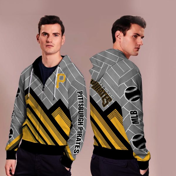 Black Cross Line Pittsburgh Pirates Zip Hoodie