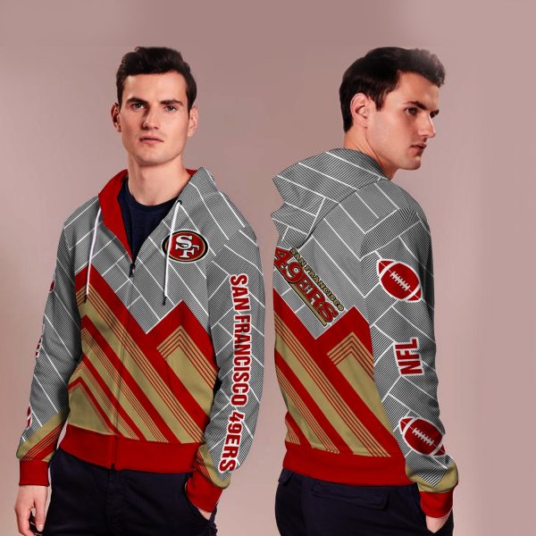 Black Cross Line San Francisco 49Ers Zip Hoodie