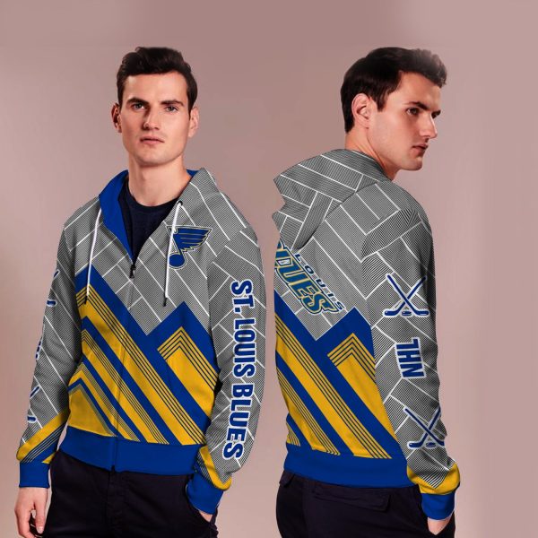 Black Cross Line St. Louis Blues Zip Hoodie