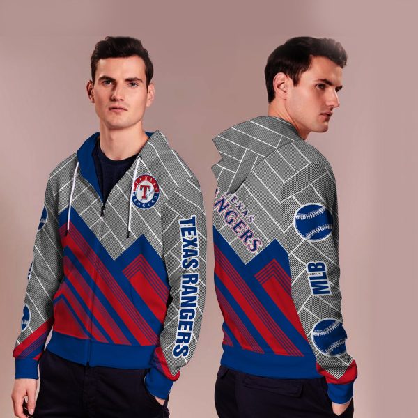 Black Cross Line Texas Rangers Zip Hoodie