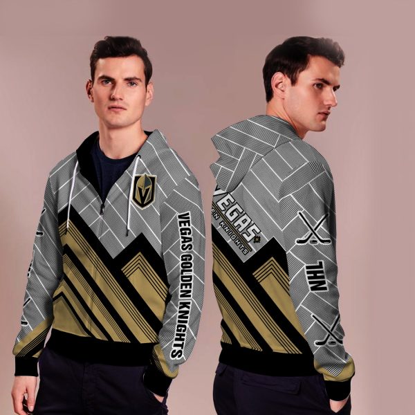 Black Cross Line Vegas Golden Knights Zip Hoodie