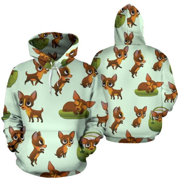 Pose Pattern Chihuahua All Over Printed Hoodies