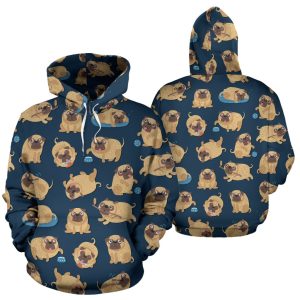 Pose Pattern Pug All Over Printed Hoodies