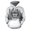Realistic Wolf Skull All Over Printed Hoodies